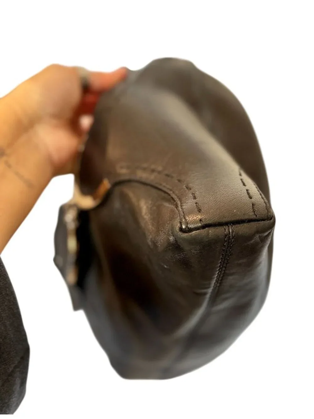 Versace Black Leather Medusa Embossed Hobo Shoulder Bag - OS